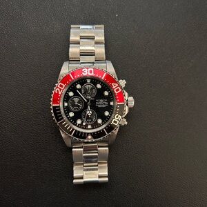 Invicta Red and Silver Chronograph Watch